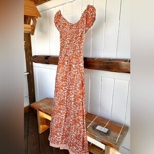 Free. People Floral Orange Maxi Dress